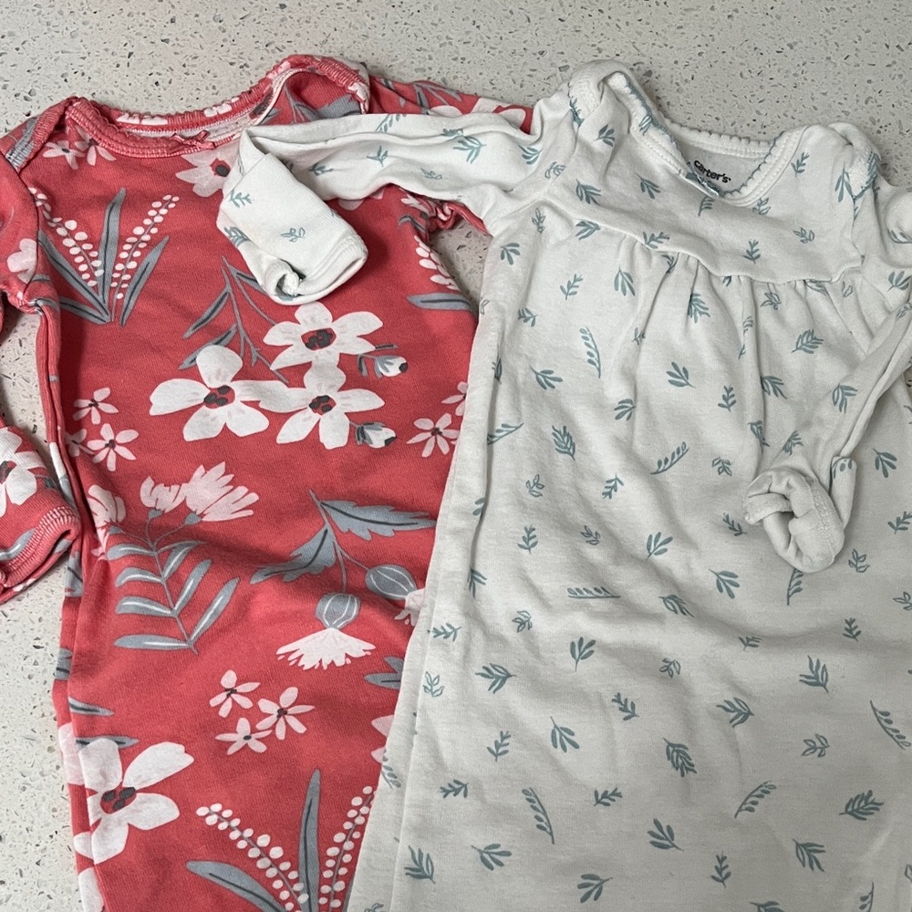 Coral Floral & Cream Leaf Kids Pajama Set